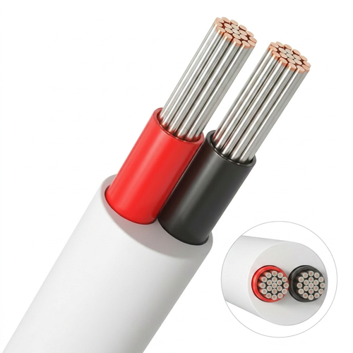 20m Câble rouge/noir, blanc rond - 2x0,35mm², 12V-24V, pour ruban LED