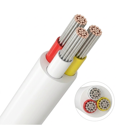 5m CCT-kabel, vit rund - 3x0,35mm², 12V-24V, för LED-strip