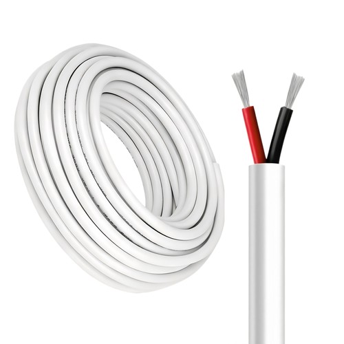 100m Câble rouge/noir, blanc rond - 2x0,35mm², 12V-24V, pour ruban LED