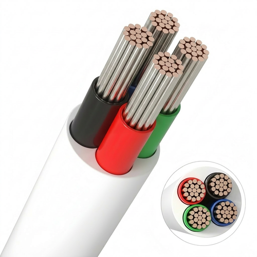 Câble RGB 5m, blanc rond - 4x0,35mm², 12V-24V pour ruban LED