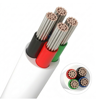 5m RGB-kabel, hvit rund - 4x0,35mm², 12V-24V til LED-strip