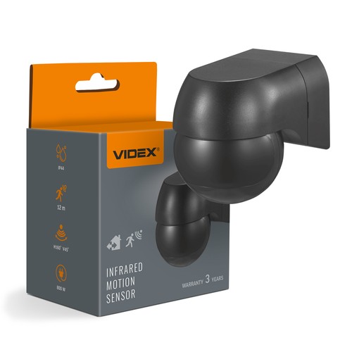 Détecteur de mouvement et de lumière PIR 800W - IP44, noir