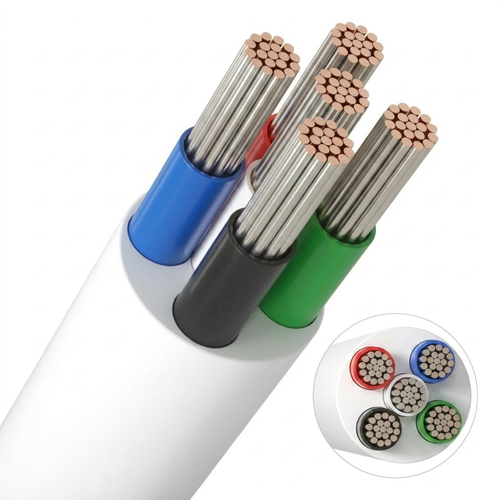 20m RGBW kabel, hvit rund - 5x0,35mm², 12V-24V til LED-strip