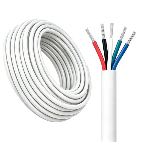 Câble RGBW 100m, blanc rond - 5x0,35mm², 12V-24V pour ruban LED