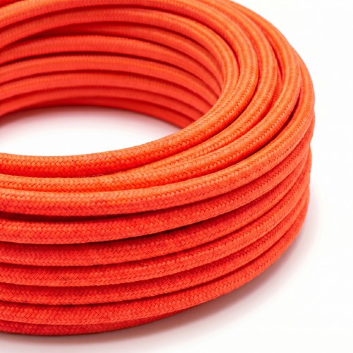 5m Stofledning 2x0.75 mm², tekstil - 230V,  Neon Orange