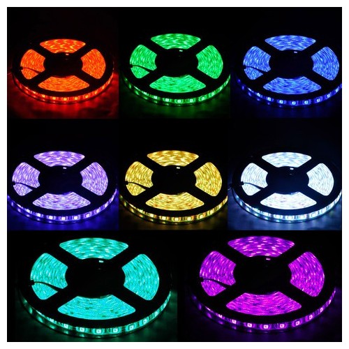 5m 4,8W/m RGB stænktæt LED strip - 12V DC, IP65, 30 LED pr. meter
