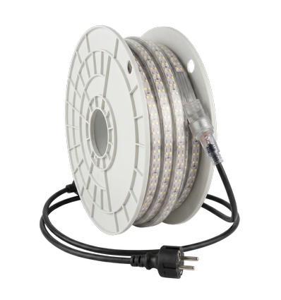 25m LEDlife arbeidslys LED strip på trommel - 230V, IP68, 168 LED/m, 9W/m, 1200 lm/m