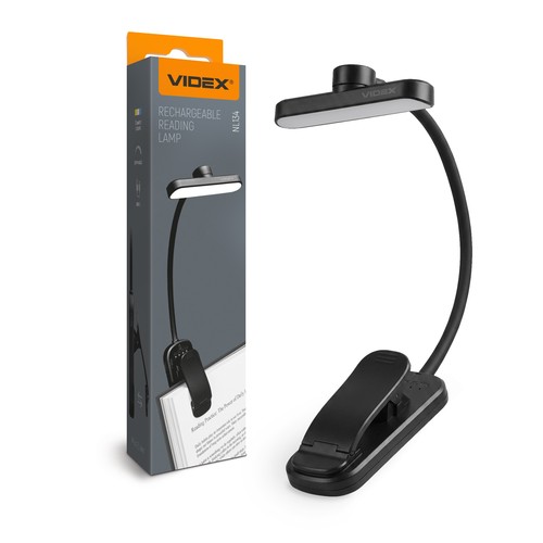 Lampe de lecture LED rechargeable noire - portable, source incluse