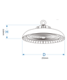 High Bay LED 100W 180lm/w - Puissance réglable, IP65, driver Lifud, dimmable 0-10V, garantie 5 ans