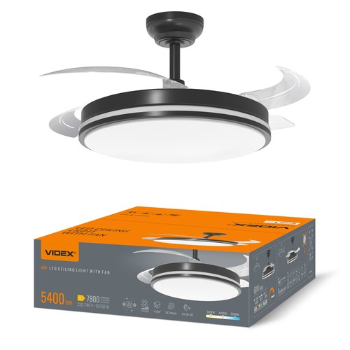 60W LED-taklampa med fläkt - CCT, svart, inkl. fjärrkontroll