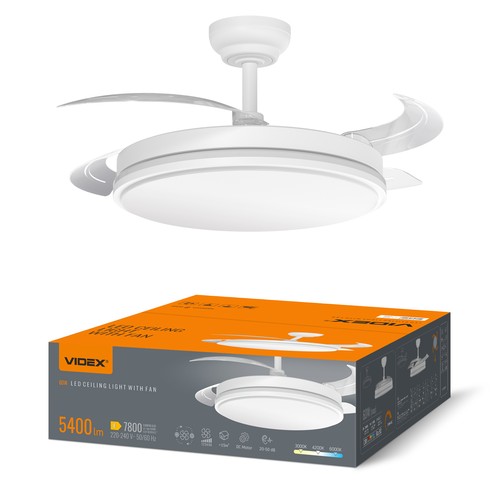 60W LED taklampe med vifte - CCT, hvit, inkl. fjernkontroll