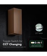 10W LED wandlamp - 3-in-1 CCT, Cortenkleurig staal, IP65, up/down light