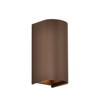 Applique murale LED 10W 3-en-1 - Boîtier couleur corten, IP65, haut/bas, source incluse