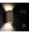 Applique murale LED 10W 3-en-1 - Boîtier couleur corten, IP65, haut/bas, source incluse