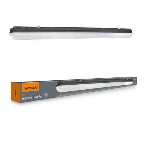 Réglette LED étanche 120cm 36W - IP65, noir, 5000K, câblage traversant