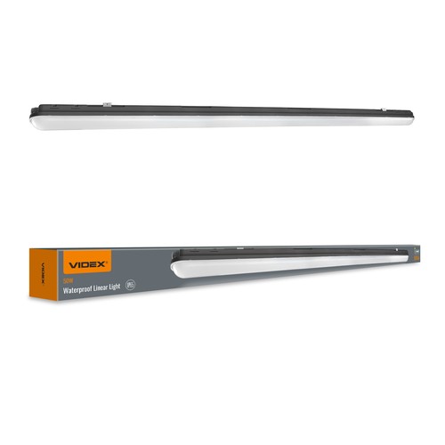 150cm 50W svart LED-armatur - IP65, 5000K, överkopplingsbar
