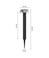 Lampe solaire de jardin 2,5W avec piquet - dimmable 3 niveaux, USB-C, IP44 extérieur, noir
