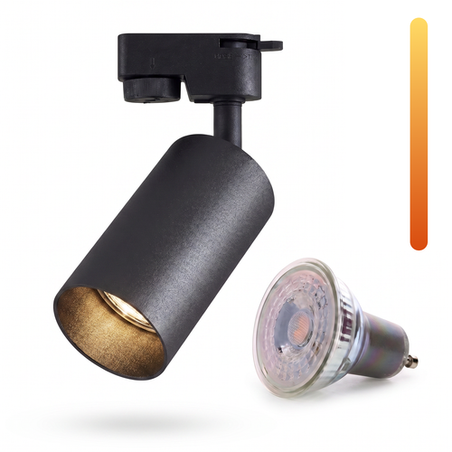 Dim to warm GU10 skinnespot - Inkludert 6W Dimtowarm pære, Sort, 1-faset, 1F2W