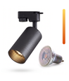 Dim to warm GU10 rail spot - Inclus avec ampoule 6W Dimtowarm, Noir, Monophasé, 1F2W