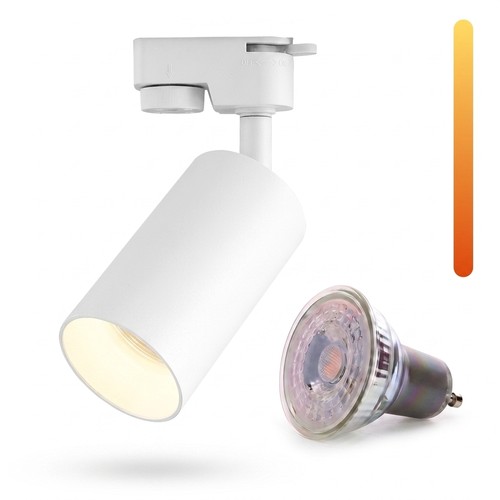Dim to warm GU10 skinnespot - Inkludert 6W Dimtowarm pære, Hvit, 1-faset, 1F2W