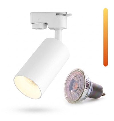 Dim to warm GU10 rail spot - Inclus avec ampoule 6W Dimtowarm, Blanc, 1 circuit, 1F2W