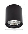 Plafonnier pour AR111 GU10 - Noir, Ø11,8cm, 11cm de haut, aluminium, sans source lumineuse
