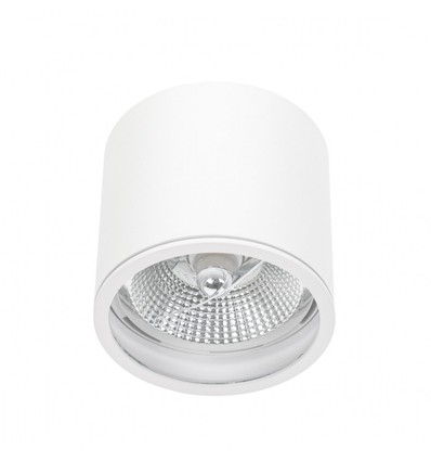 Plafonnier pour AR111 GU10 - Blanc, IP65 extérieur, Ø12cm, 11,5cm haut, aluminium, sans source lumineuse