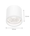 Plafonnier pour AR111 GU10 - Blanc, IP65 extérieur, Ø12cm, 11,5cm haut, aluminium, sans source lumineuse