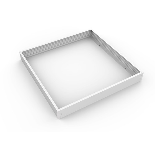Ramme til 60x60 LED panel - Hurtig samlesæt, plast hjørner, hvid kant, 65mm høj,