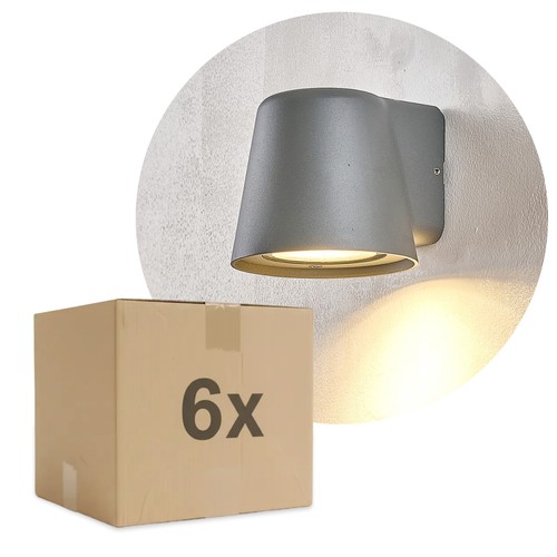 6 st. Avero GU10 Wandlamp Grijs - IP65, zonder lichtbron