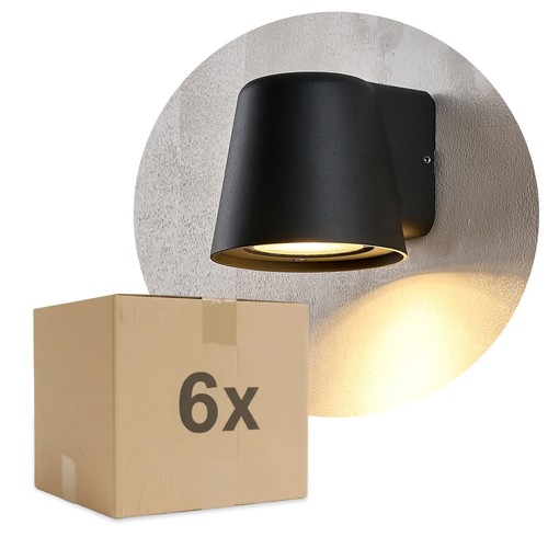 Lot de 6 Appliques Murales Avero GU10 Noir - IP65, sans source lumineuse