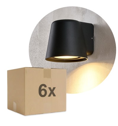 Lot de 6 Appliques Murales Avero GU10 Noir - IP65, sans source lumineuse