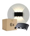 Lot de 6 appliques 6W CURVE - IP65, noir, haut/bas, extérieur, source incluse