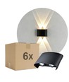 Lot de 6 appliques murales 4W CURVE - IP65, noir, haut/bas, extérieur, avec source