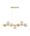 Siena 7xG9 suspension laiton/ambre - 90cm, verre ambré, avec suspension par câble, sans source lumineuse