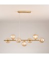 Siena 7xG9 suspension laiton/ambre - 90cm, verre ambré, avec suspension par câble, sans source lumineuse