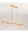 Siena 7xG9 suspension laiton/ambre - 90cm, verre ambré, avec suspension par câble, sans source lumineuse