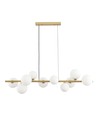 Lucca 10xG9 suspension laiton/blanc - 98cm, verre mat blanc, avec suspension par câble, sans ampoule