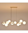 Lucca 10xG9 suspension laiton/blanc - 98cm, verre mat blanc, avec suspension par câble, sans ampoule