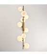 Lucca 10xG9 suspension laiton/blanc - 98cm, verre mat blanc, avec suspension par câble, sans ampoule