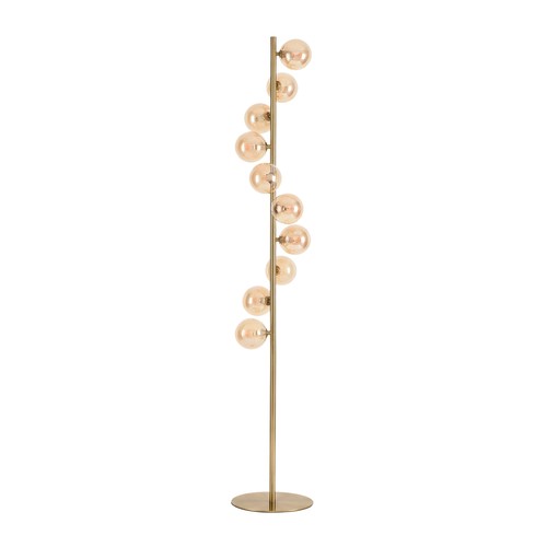 Denia 10xG9 gulvlampe messing/ravfarve - 160cm, ravfarvet glas, uden lyskilde