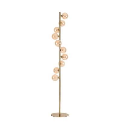 Denia 10xG9 gulvlampe messing/rav - 160cm, ravfarget glass, uten lyskilde