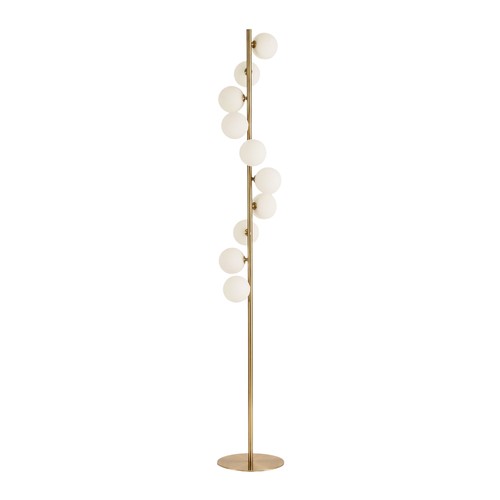 Lampadaire Denia 10xG9 laiton/blanc - 160cm, verre mat blanc, sans source lumineuse