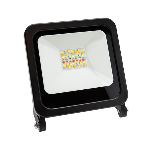 RGB+W PROJEKTØR 24W, CCT+DIMM, Wifi + BT- 230V IP65, Smarthome, Sort