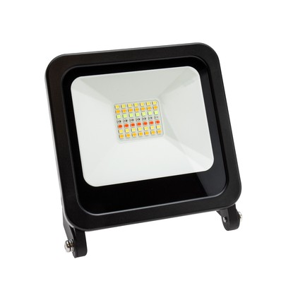 RGB+W PROJEKTØR 24W, CCT+DIMM, Wifi + BT- 230V IP65, Smarthome, Sort