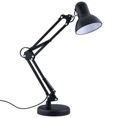 Klassisk Sort Arkitektlampe -  Inkl. fod og bordklemme, E27 fatning, Uden lyskilde