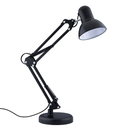 Lampe d'architecte noire de table - câble de 1,1 mètre, douille E27, sans source lumineuse