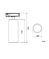 12W 1-faset Dæmpbar RA90 Skinnespot - Hvid, 1F3W