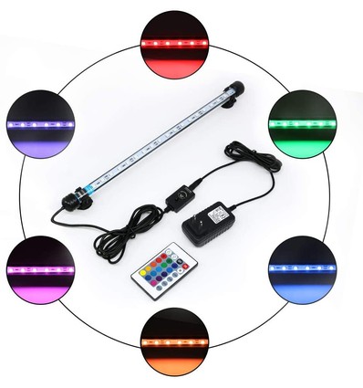 Luminaire d'aquarium RGB 140 cm - LED 15W, avec ventouses, IP67, fonction mémoire
