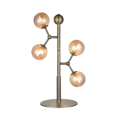 Halo Design - Lampe de table Atom en laiton antique avec verre ambré 4XG9